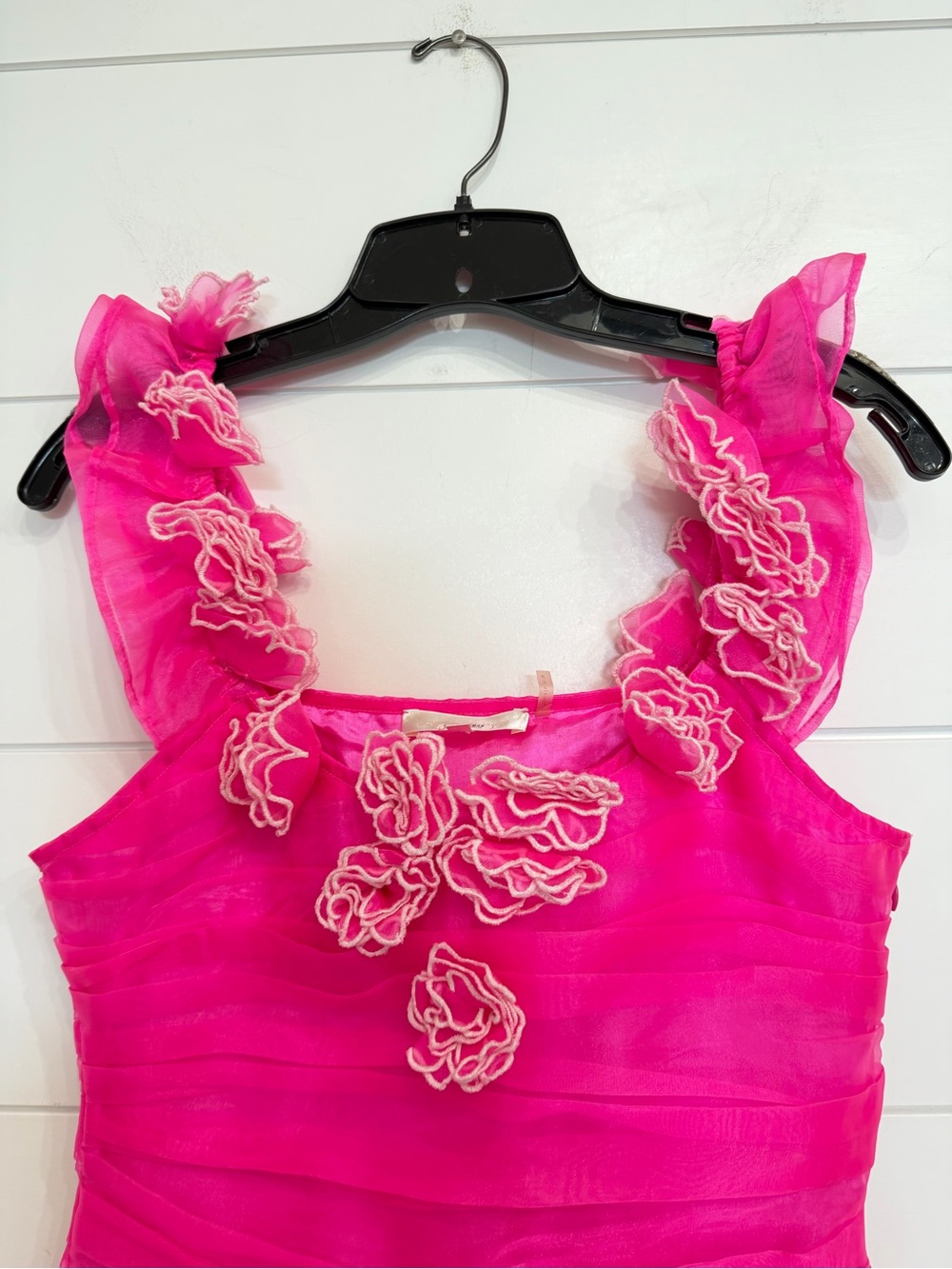 LoveShackFancy Hot Pink Ruffled Mini Dress - Picture 6 of 11